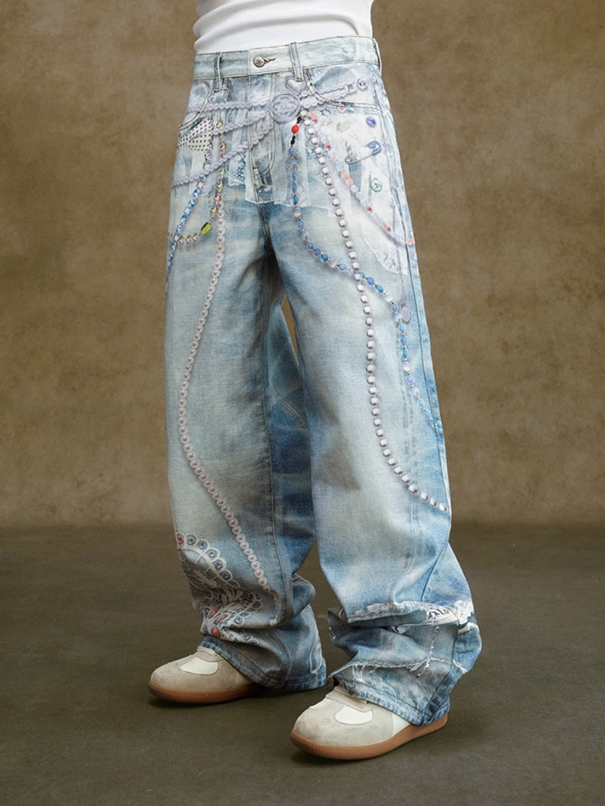 The "deconstructed" embellished jeans