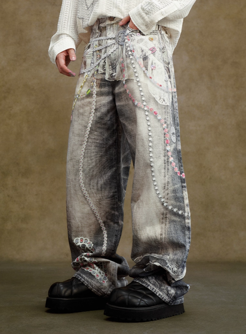 The "deconstructed" embellished jeans