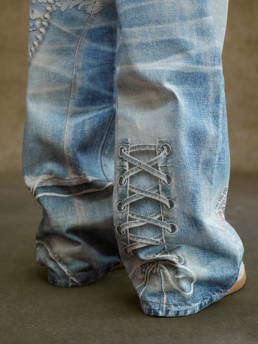 The "deconstructed" embellished jeans