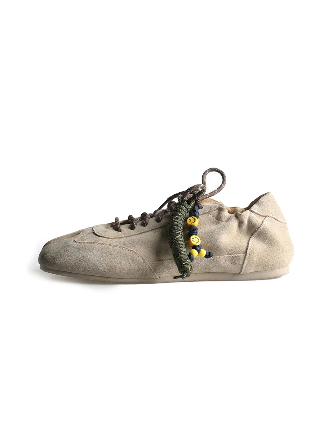Khaki Suede Cowhide Thin-Sole Tabi Sneakers