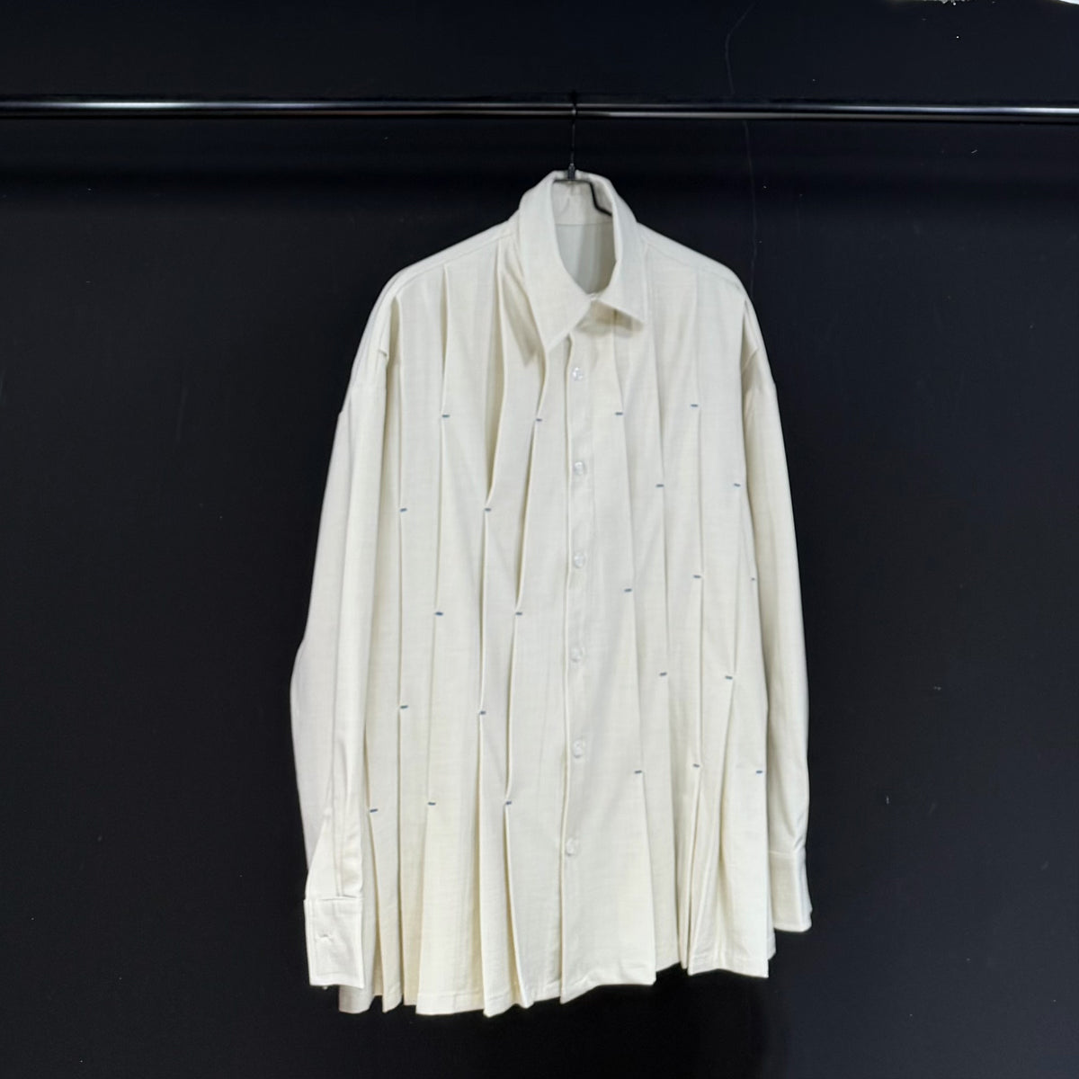 Blue-Stitch Pleated Long-Sleeve Shirt product view 1
