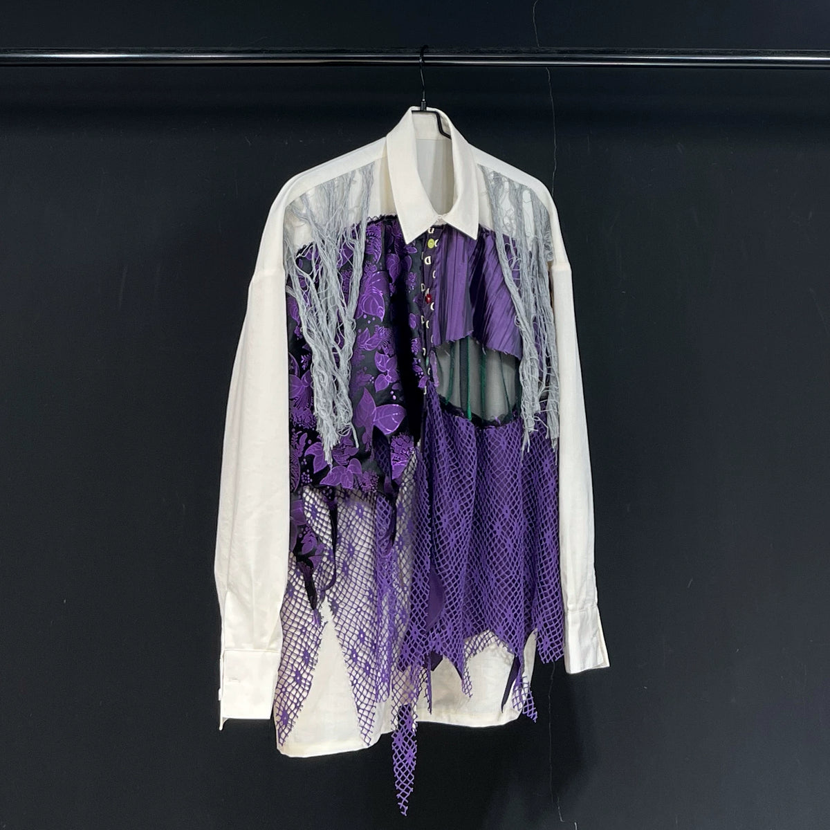 Purple Mesh Patchwork Long-Sleeve Shirt product view 1
