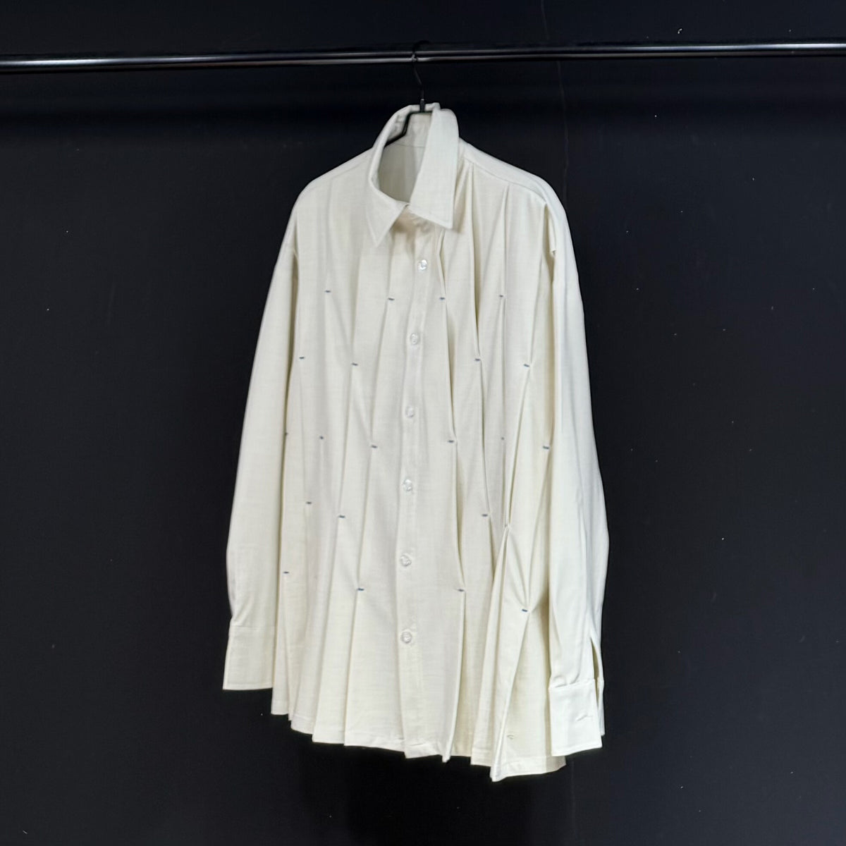 Blue-Stitch Pleated Long-Sleeve Shirt product view 2