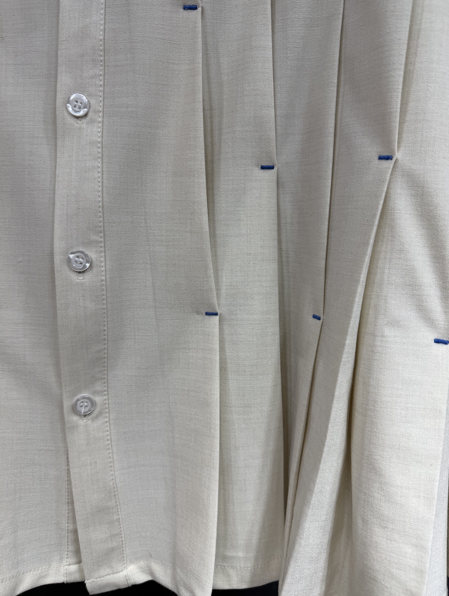 Blue-Stitch Pleated Long-Sleeve Shirt product view 4