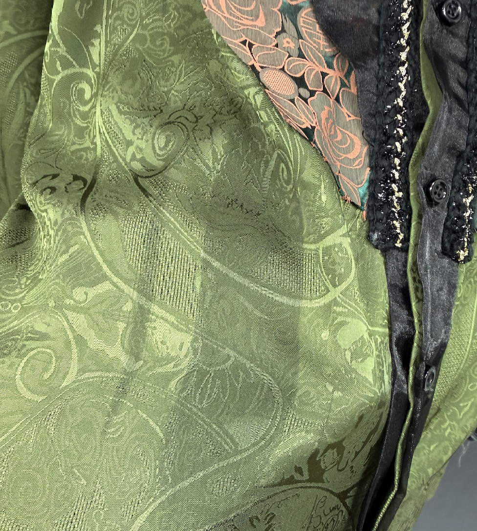 Olive Jacquard Lace-Panel Shirt product view 3