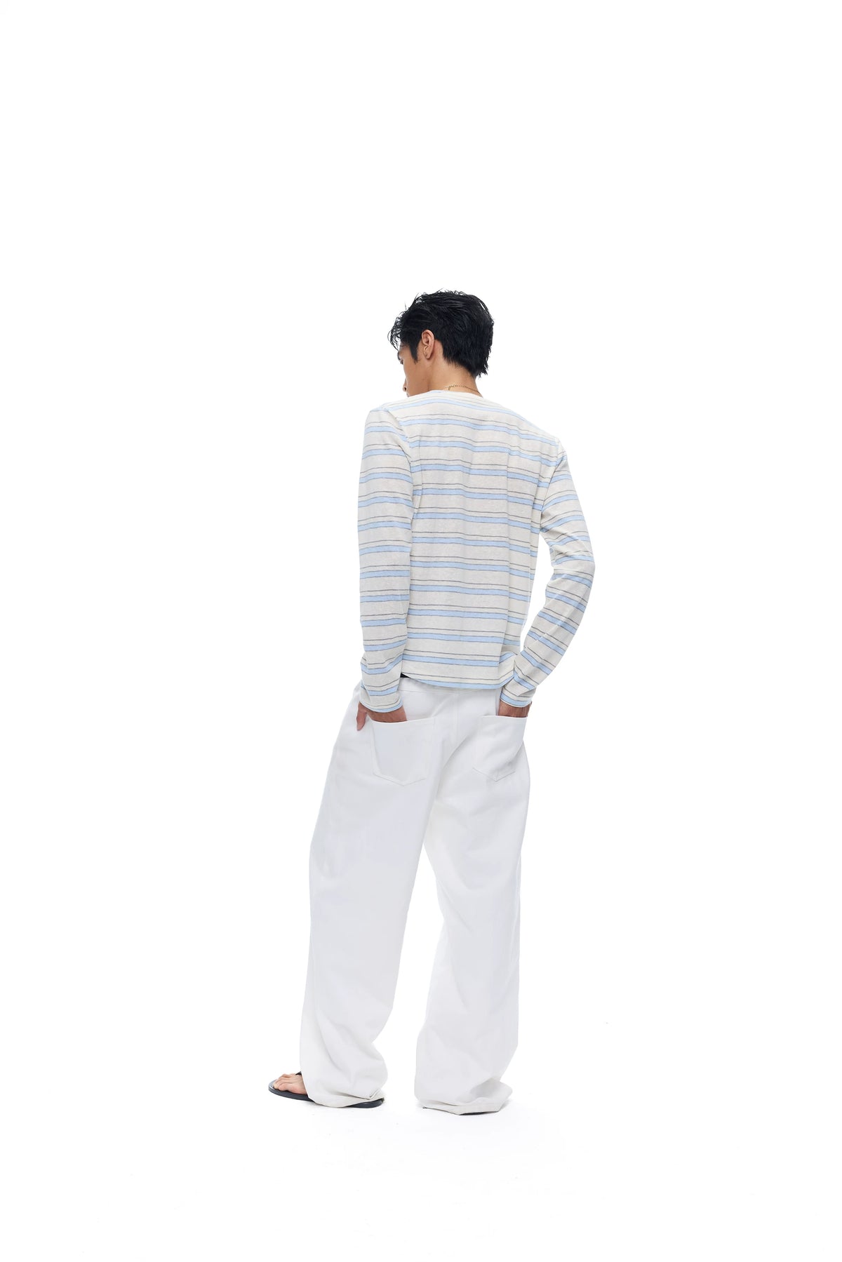 Pastel-Stripe Cropped Cotton-Blend Cardigan product view 3