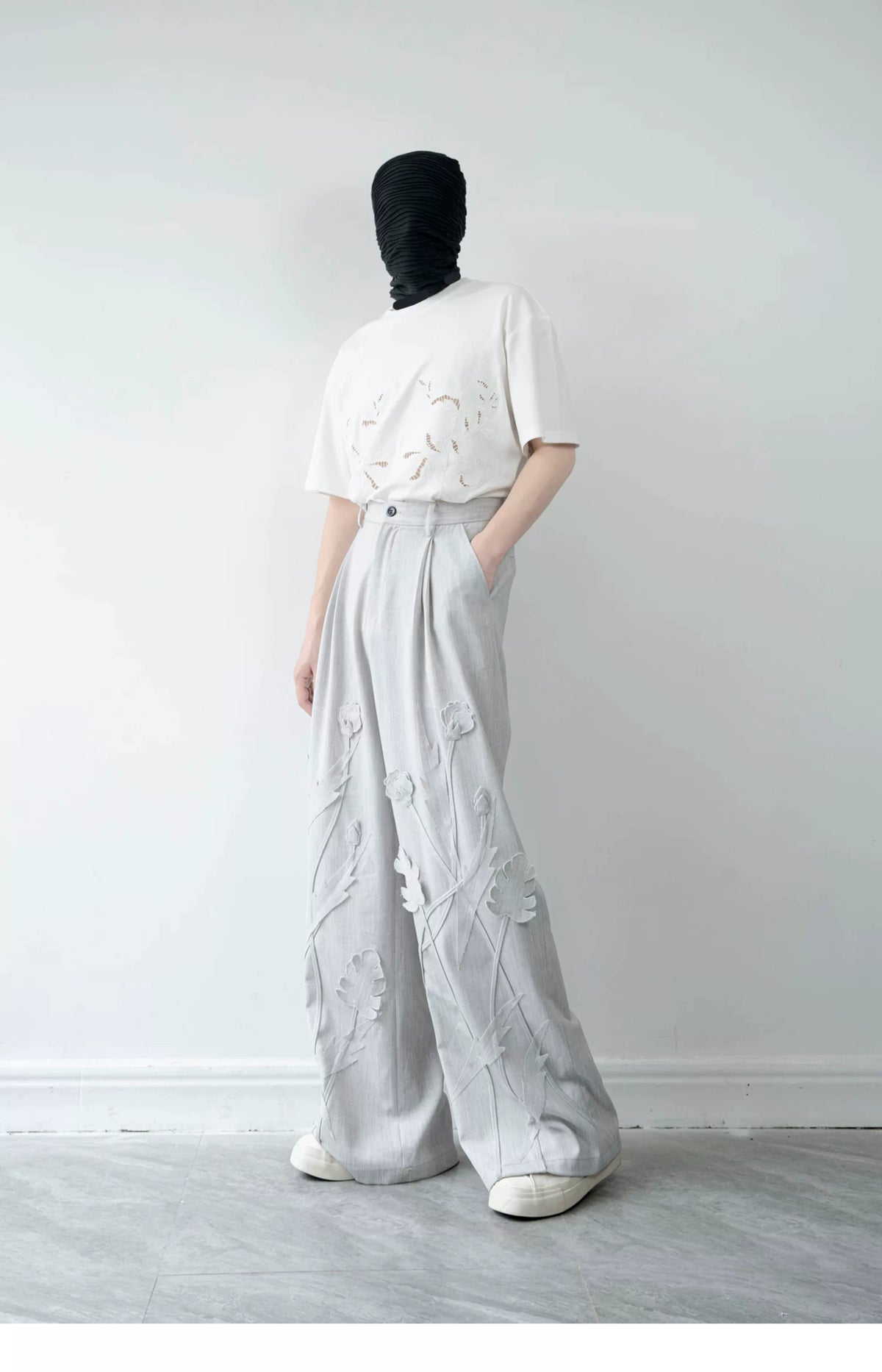 Raised Floral-Vine Wide-Leg Trousers product view 5
