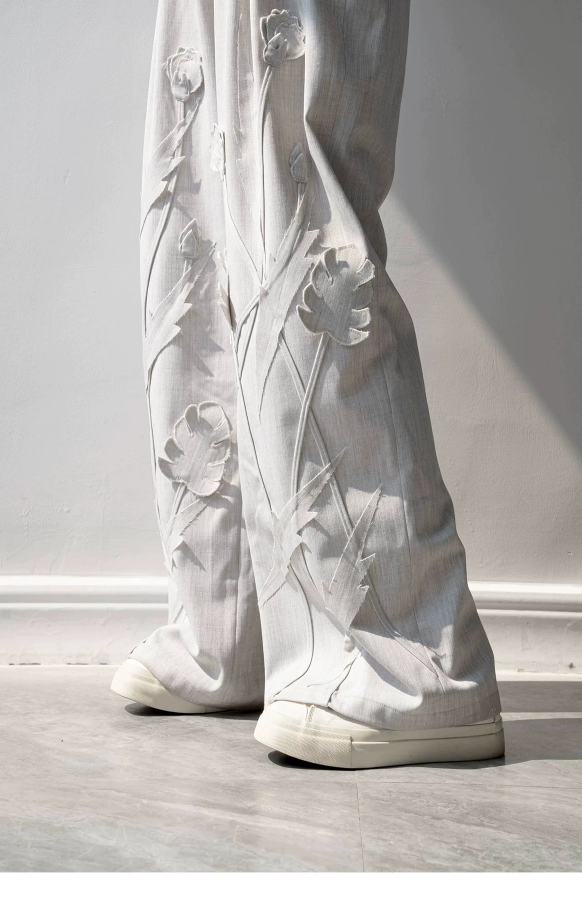 Raised Floral-Vine Wide-Leg Trousers product view 2