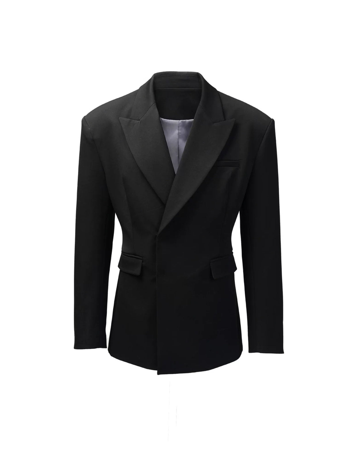 Sculpted-Waist Peak-Lapel Double-Breasted Blazer product view 1