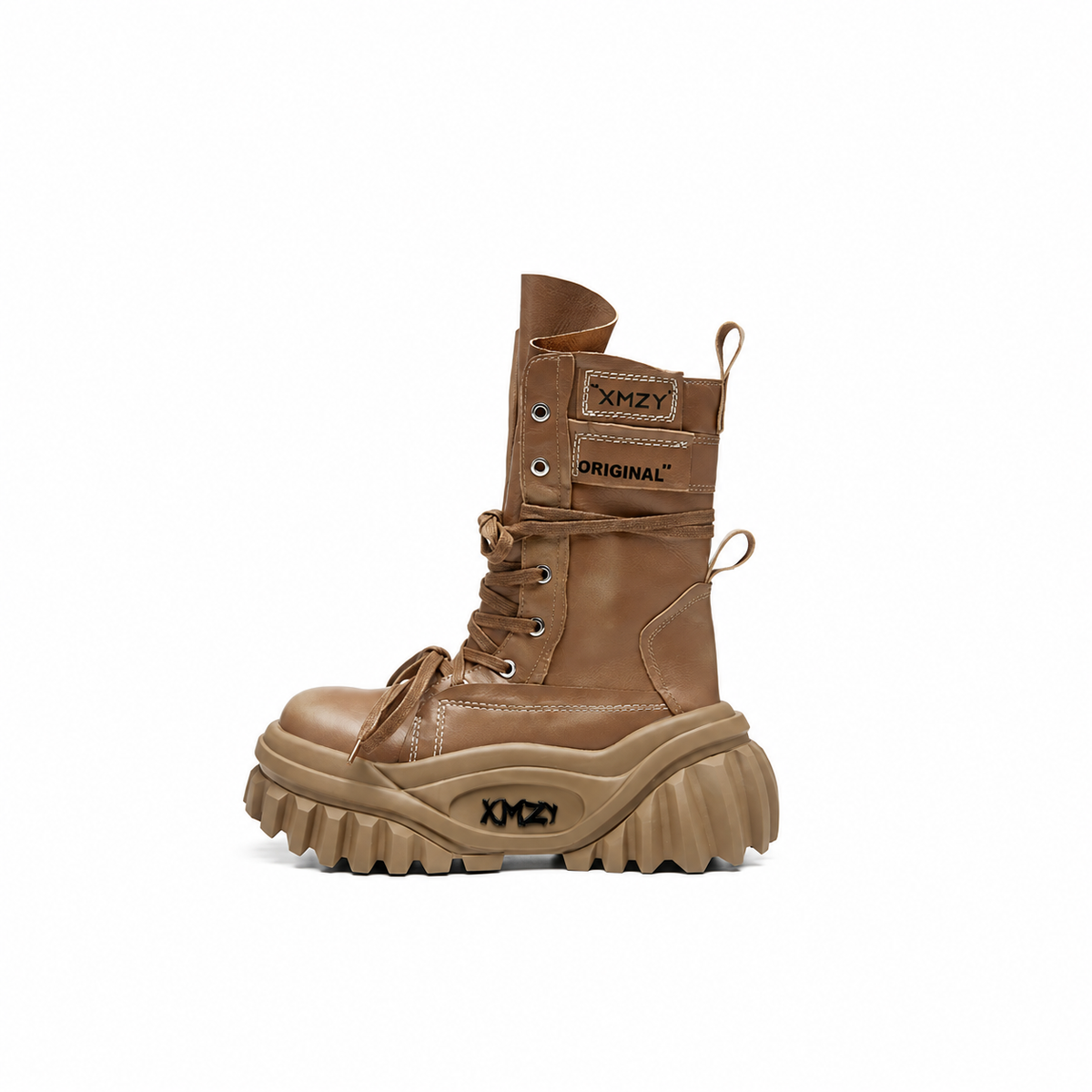 Lace-Up Lugged Platform Leather Boots product view 3