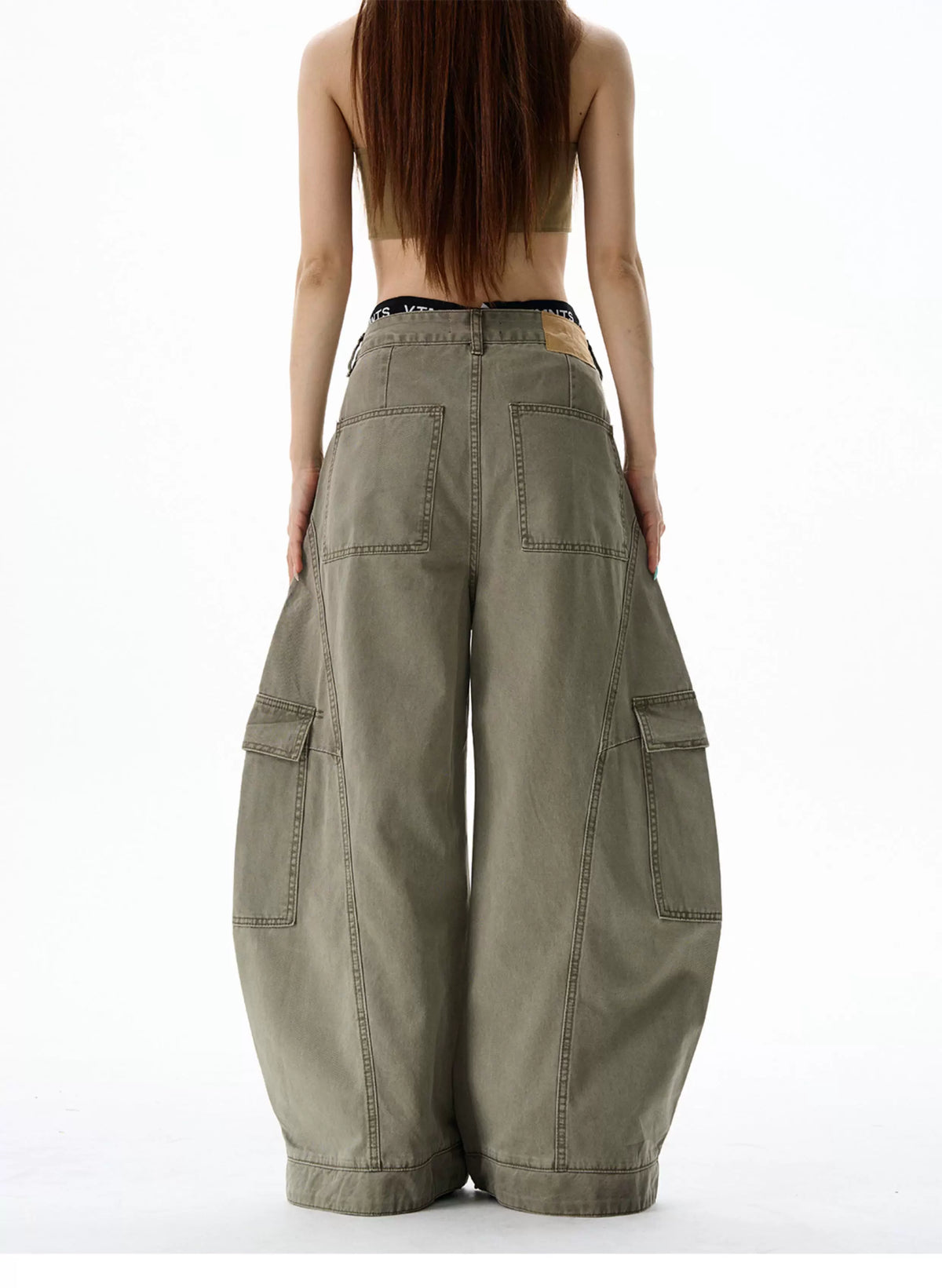 Curved-Seam Wide-Leg Cargo Pants product view 4