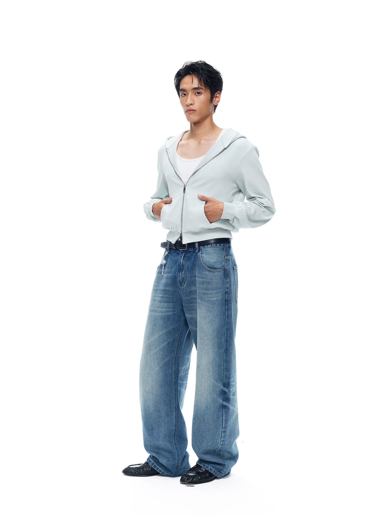 Cropped Two-Way Zip Cotton-Lyocell Hoodie product view 5