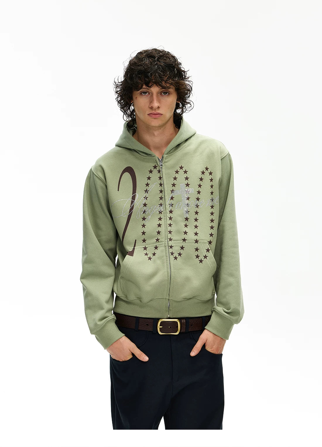 Star-Graphic Cropped Zip Hoodie product view 6