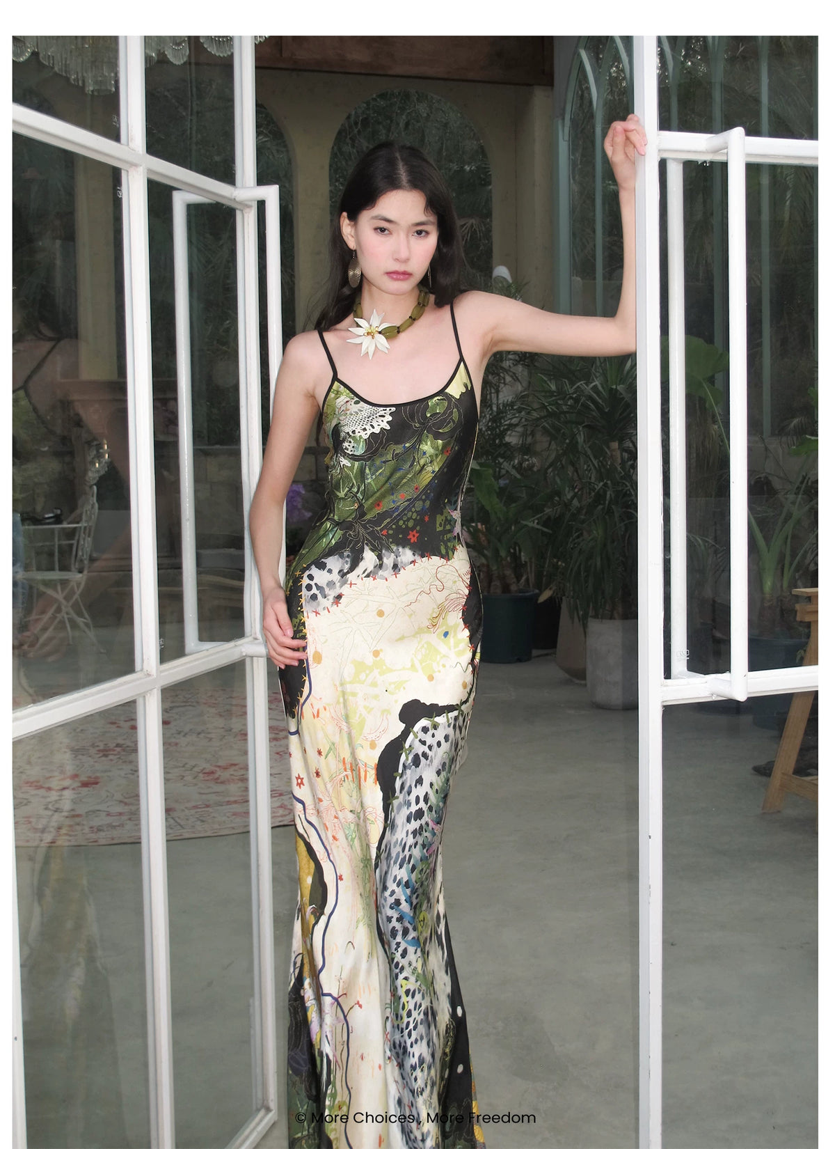Botanical Leopard Bias-Cut Slip Dress product view 6