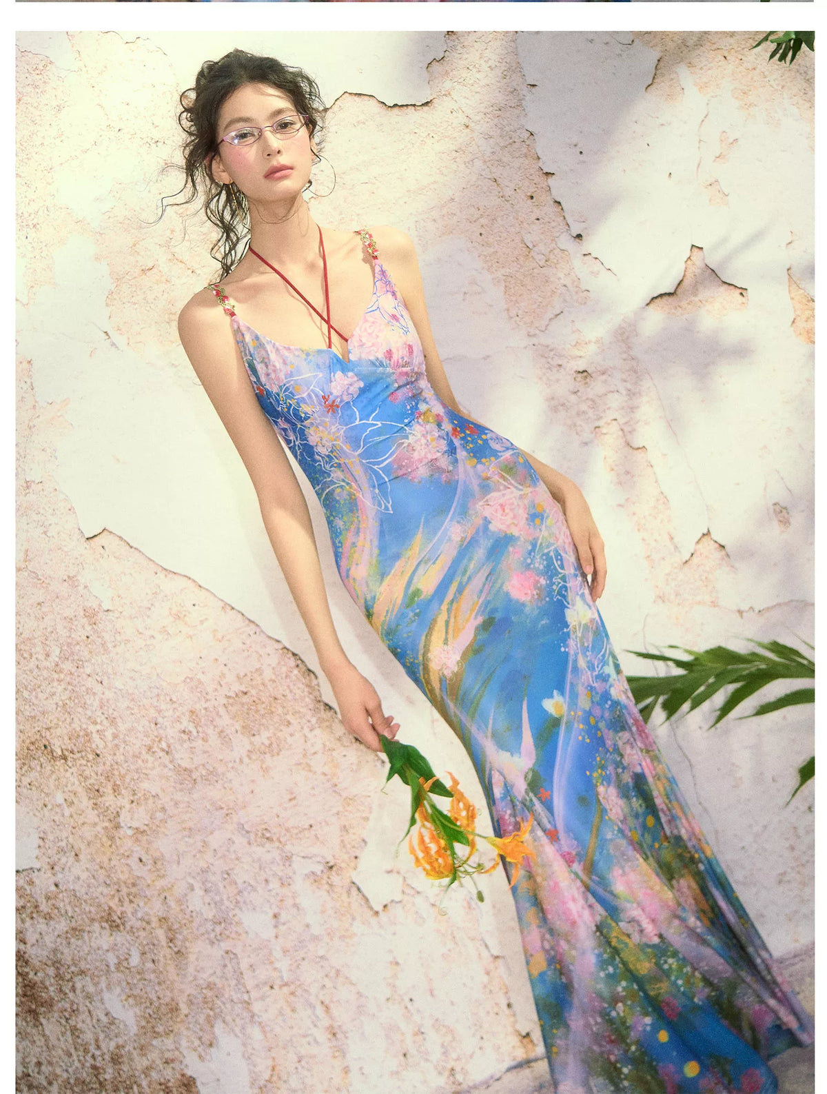 Aquatic Painting Mermaid Slip Dress product view 3