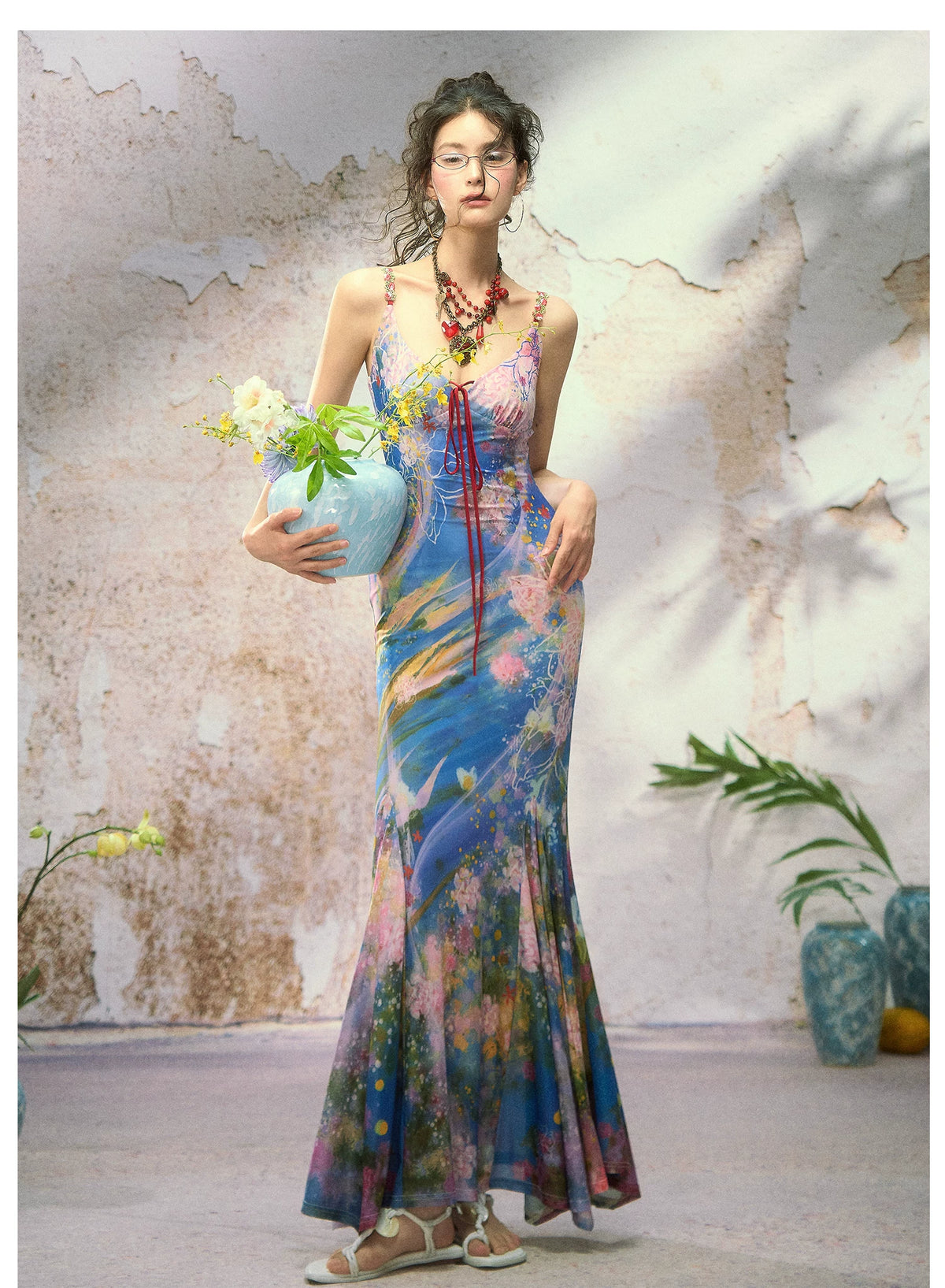 Aquatic Painting Mermaid Slip Dress product view 4