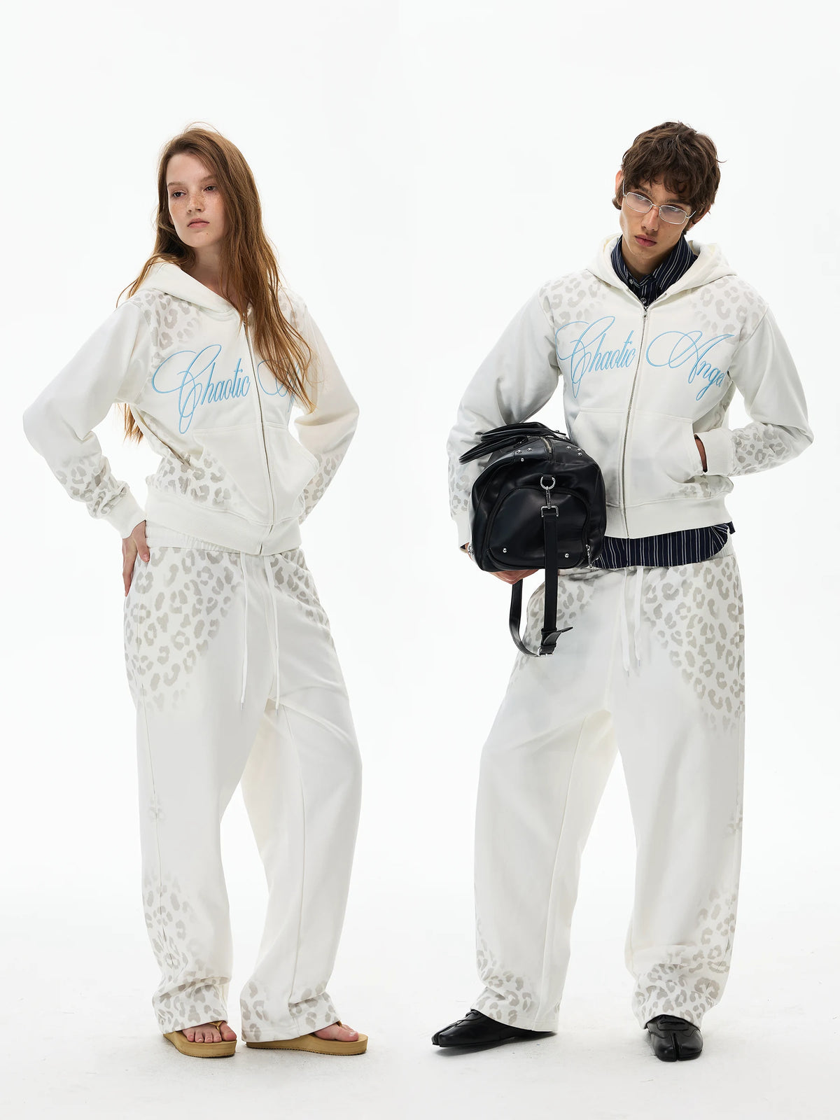 Ivory Leopard-Print Hoodie and Pants Separates product view 1