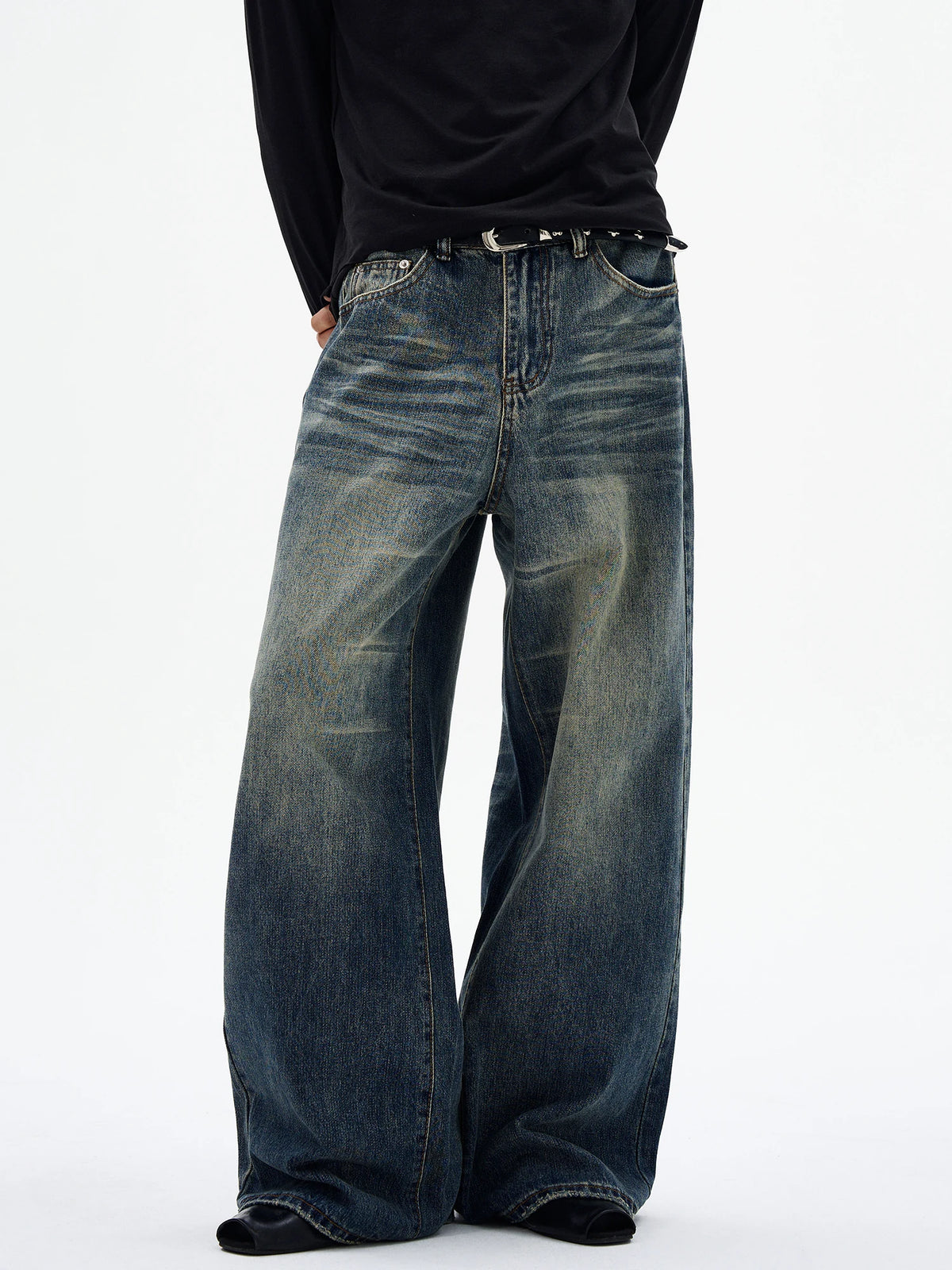 Vintage-Fade Baggy Wide-Leg Jeans product view 1