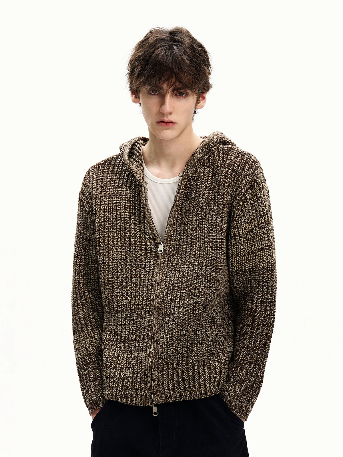 Textured Knit Zip Hoodie product view 1