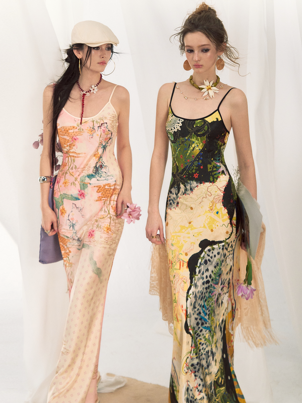 Botanical Leopard Bias-Cut Slip Dress product view 1