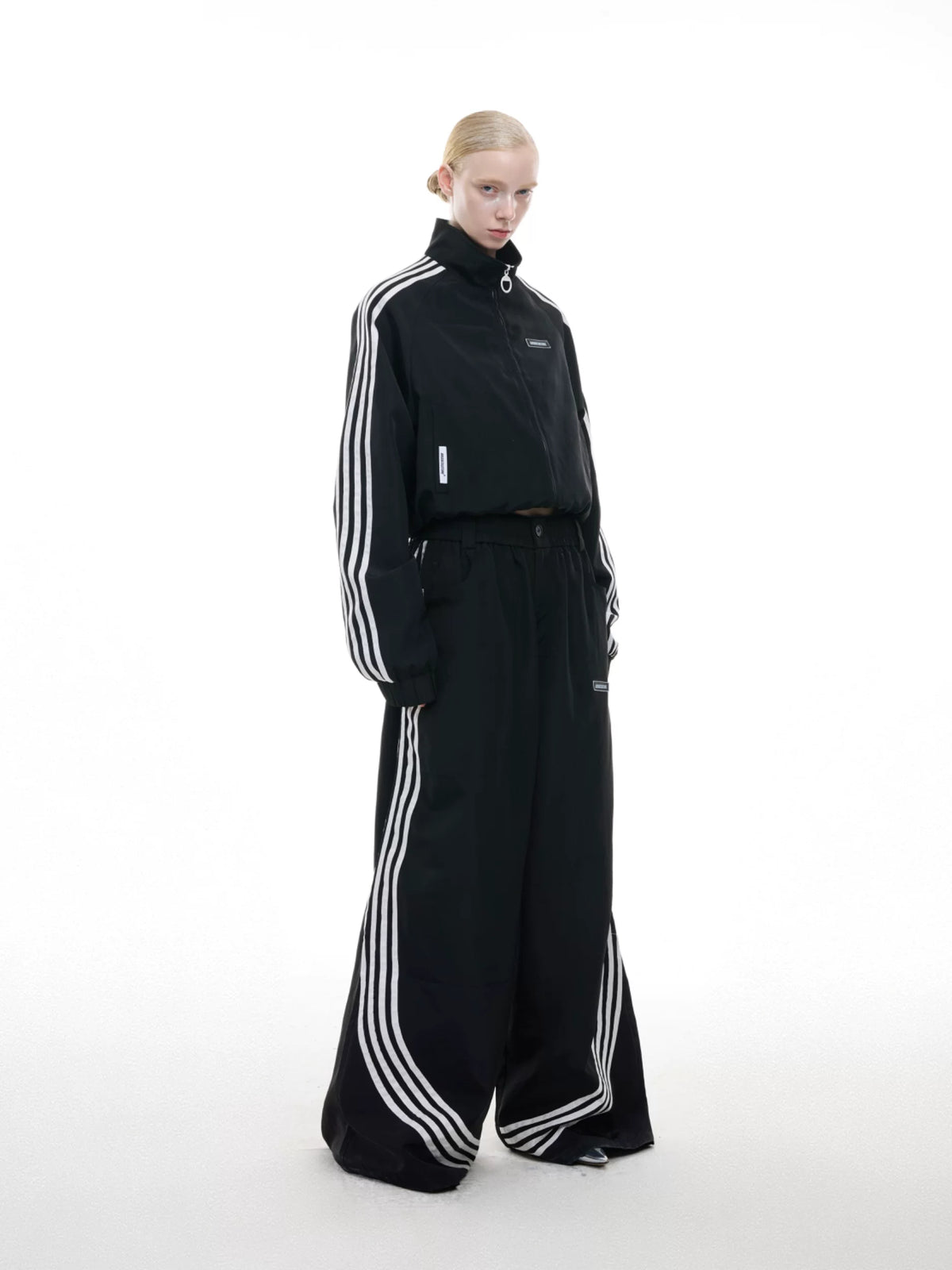 Four-Stripe Cropped Track Jacket and Pants Separates product view 2
