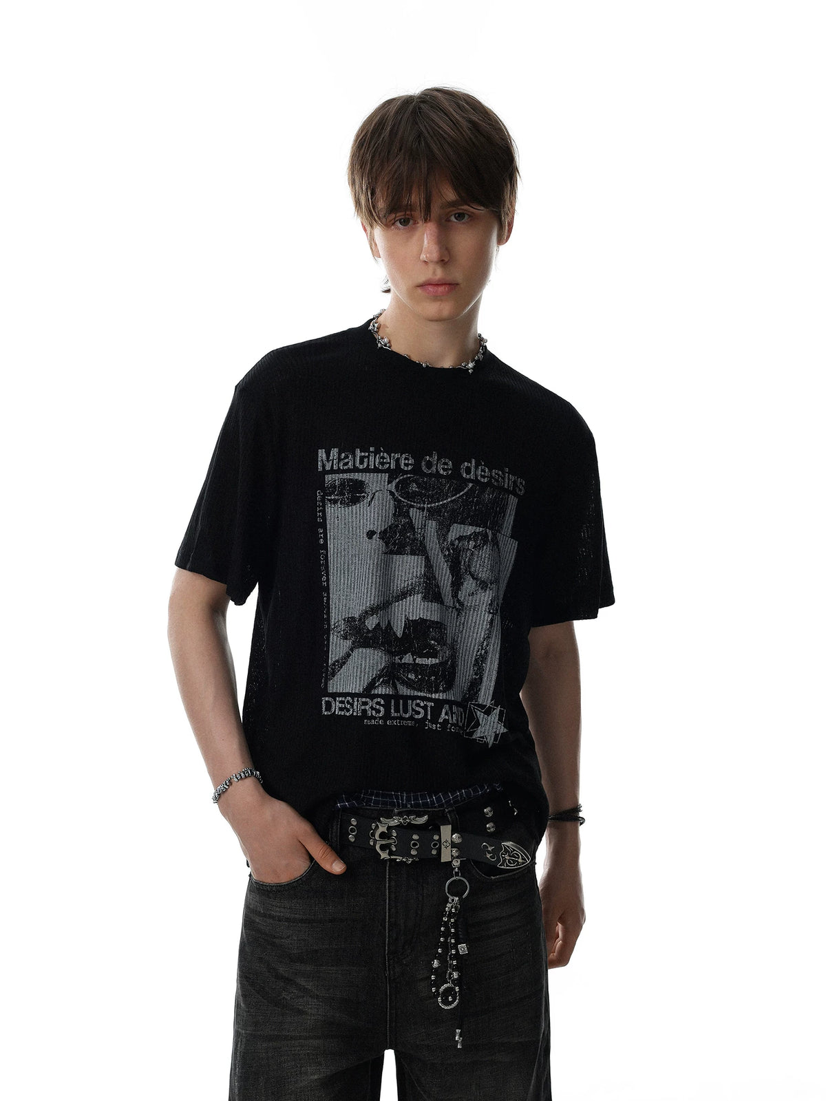 Surreal Portrait Textured Knit Tee product view 4