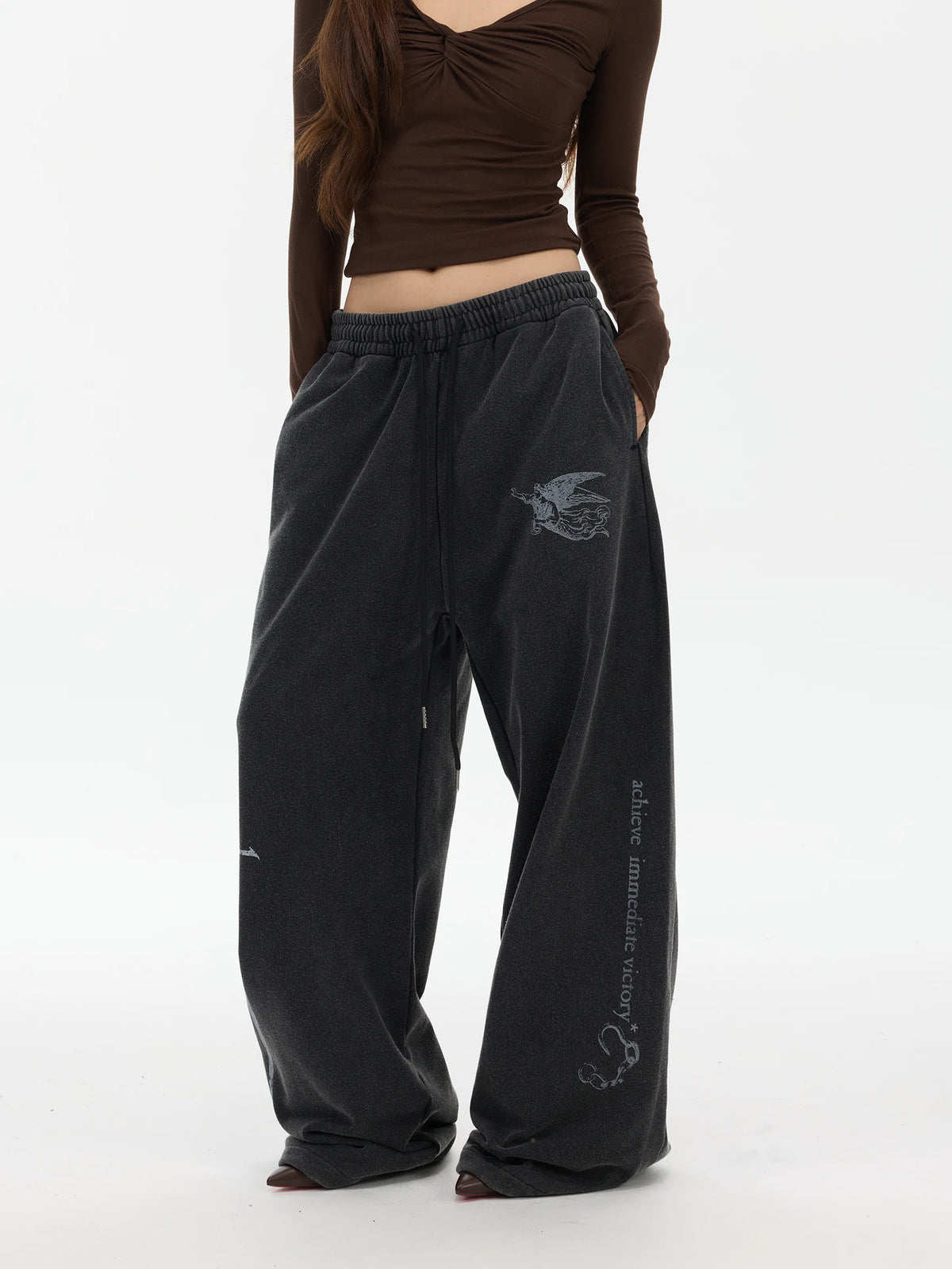 Washed Graphic Wide-Leg Sweatpants product view 2
