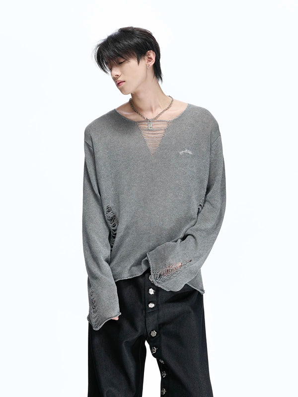 Distressed Deep-V Knit Top product view 2