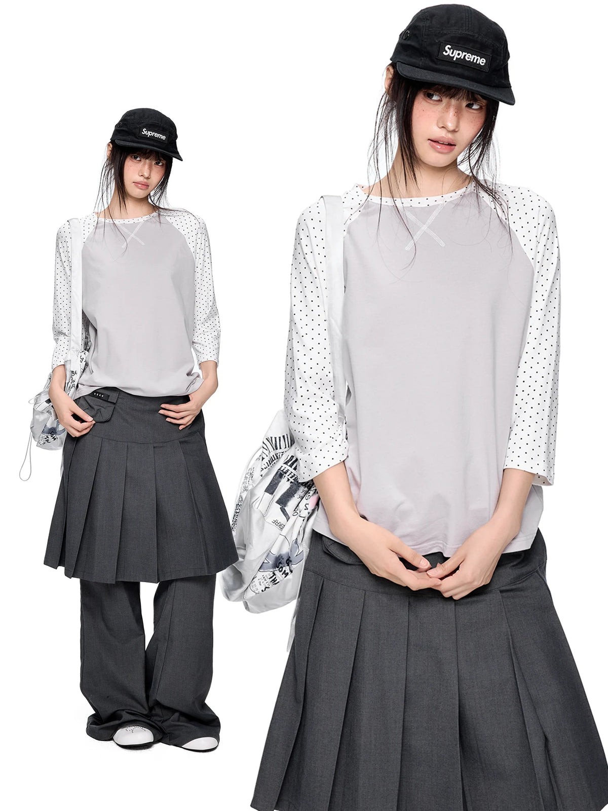 Contrast Raglan Three-Quarter Sleeve Tee product view 5