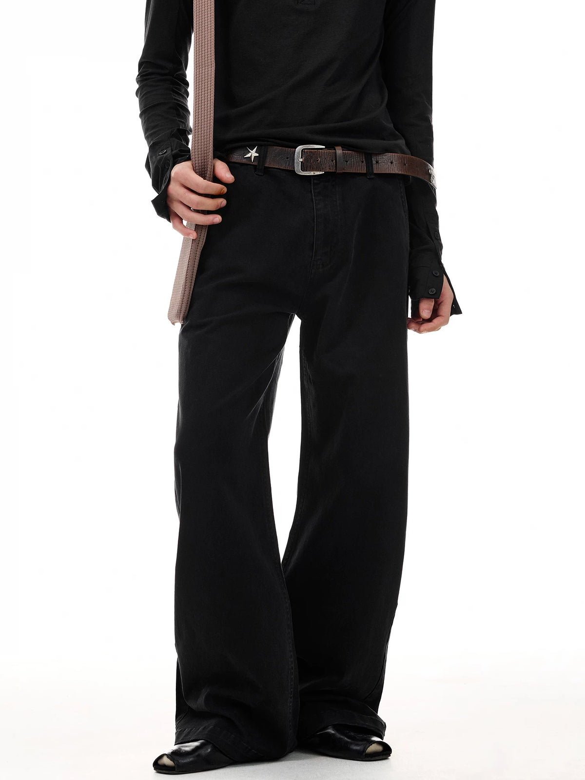 Curved-Seam Wide-Leg Cotton Trousers product view 2