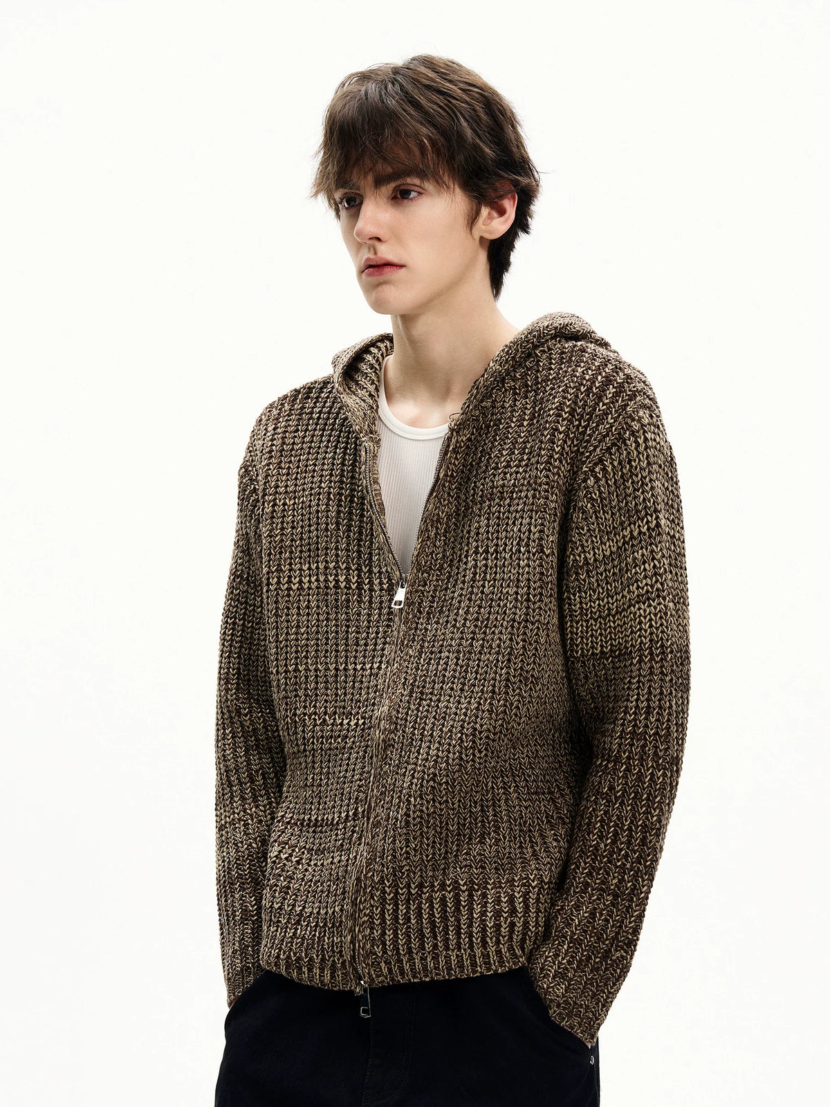 Textured Knit Zip Hoodie product view 4