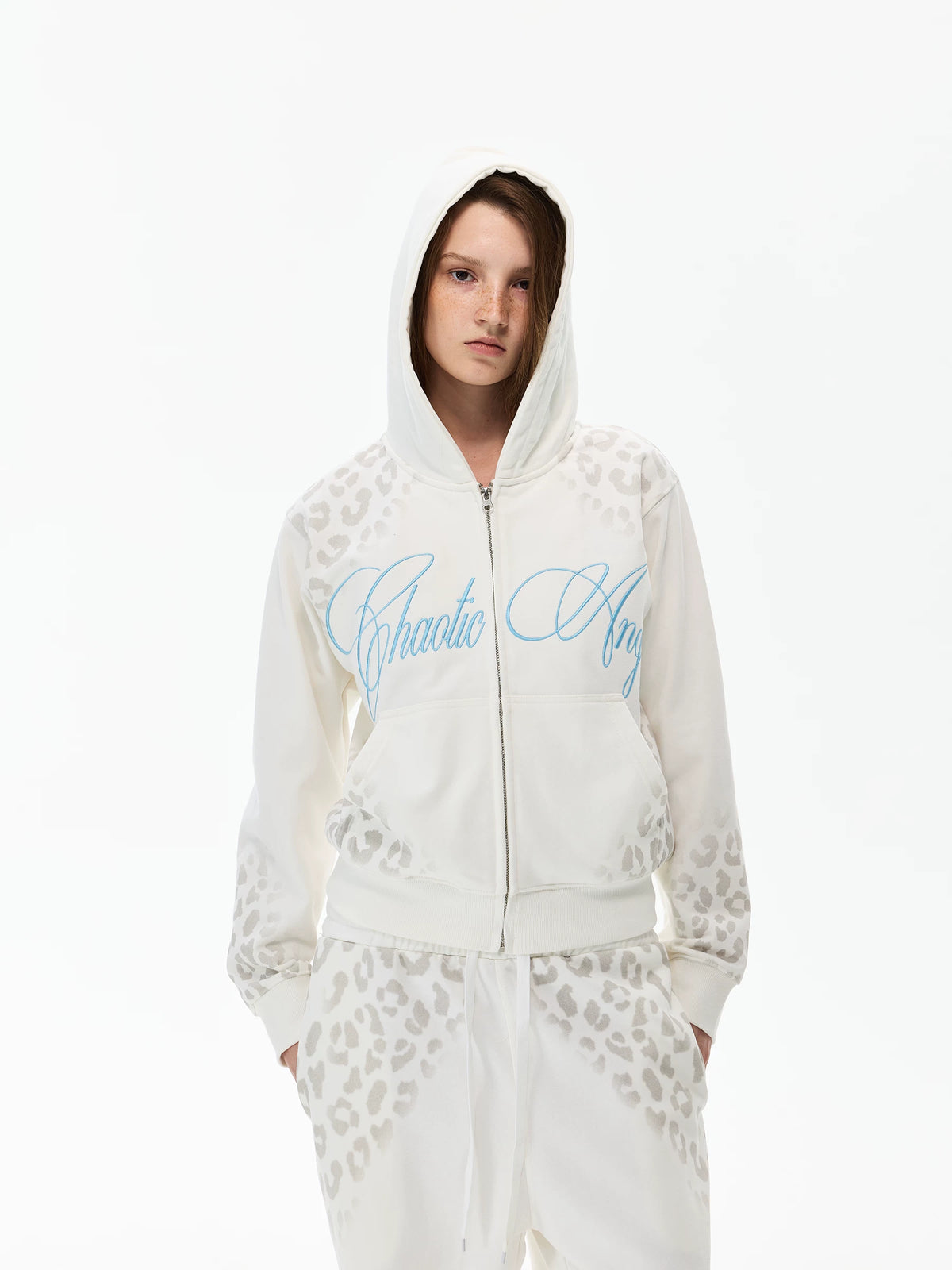Ivory Leopard-Print Hoodie and Pants Separates product view 2