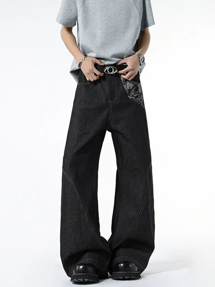 Snake-Print Curved Baggy Jeans product view 2