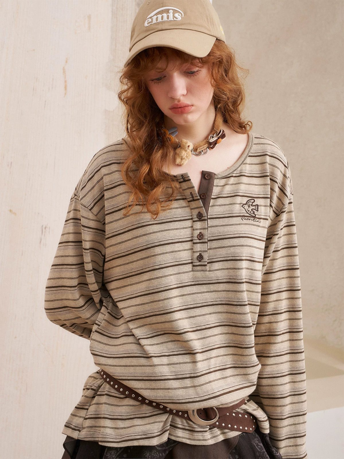Vintage Stripe Long-Sleeve Henley product view 2