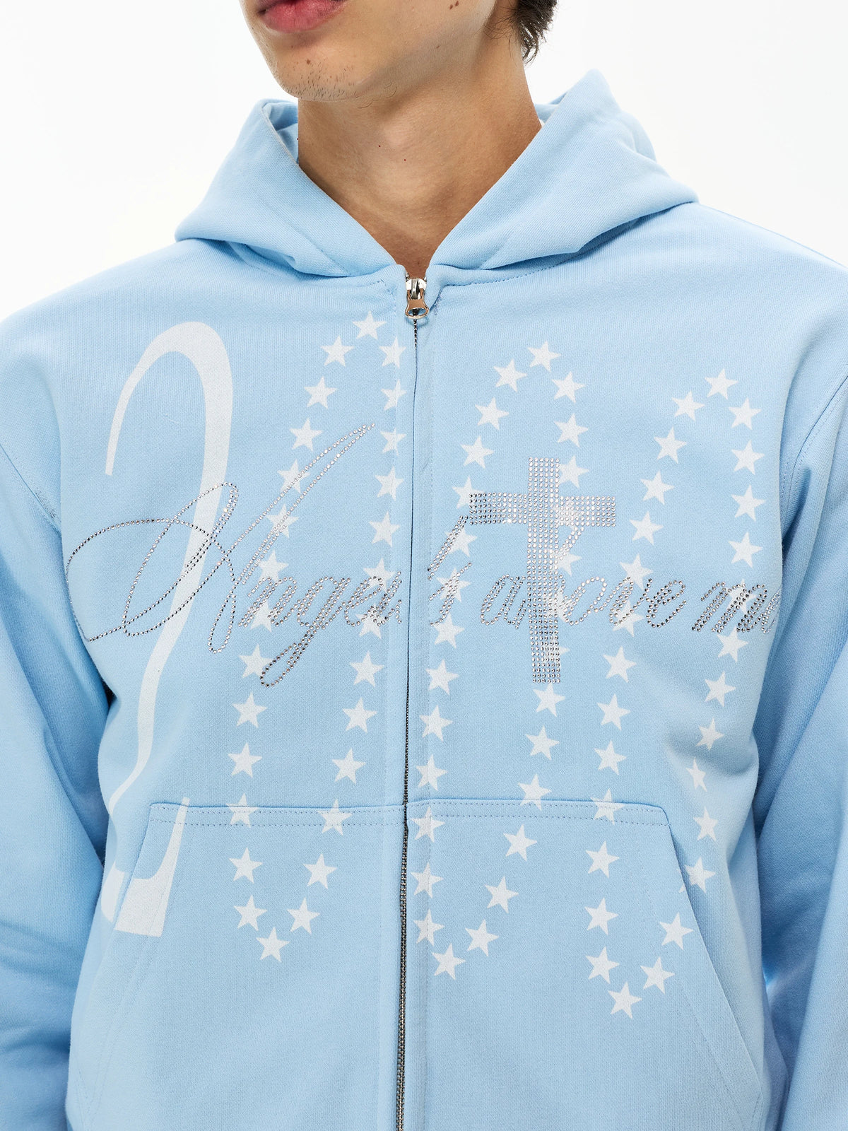 Star-Graphic Cropped Zip Hoodie product view 4