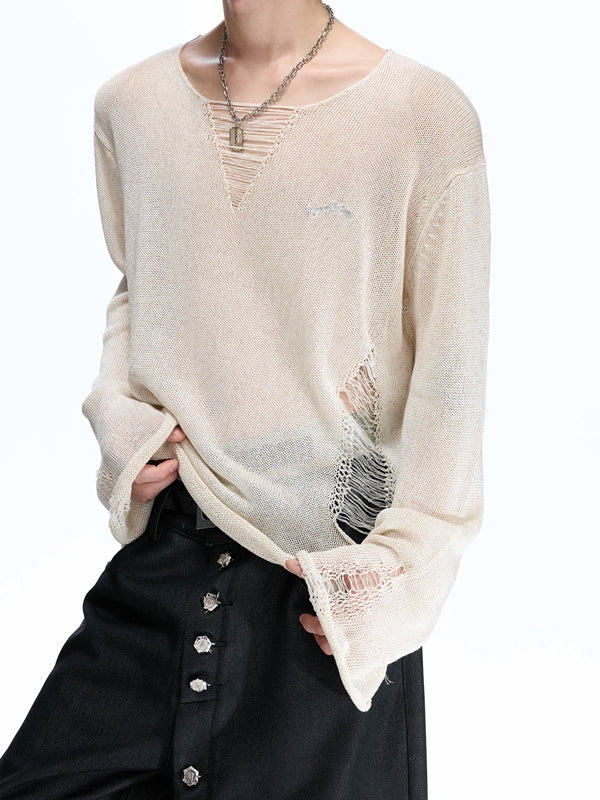 Distressed Deep-V Knit Top product view 3