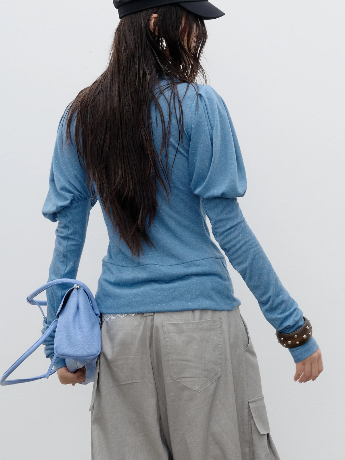 Sculpted High-Neck Ruched Tie Top product view 3