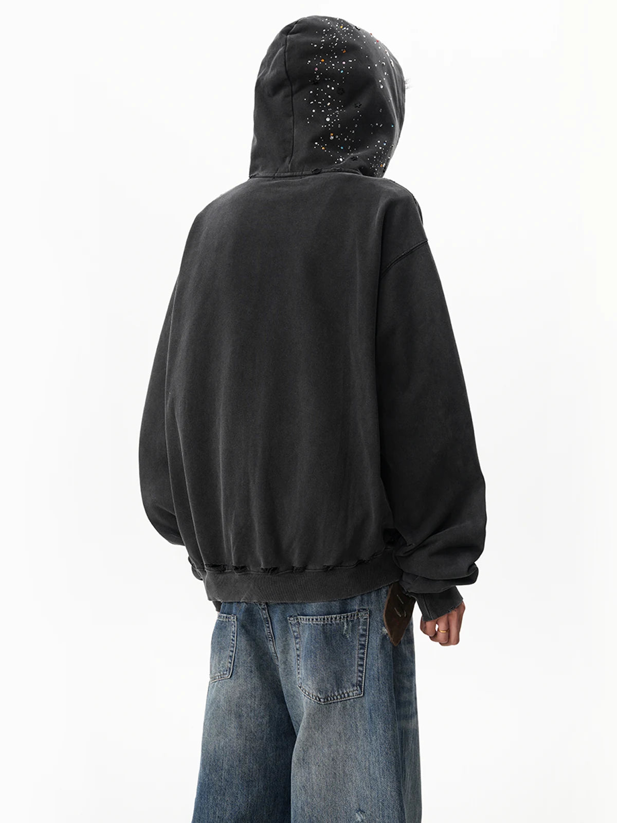 Rhinestone Relaxed Zip Hoodie product view 3