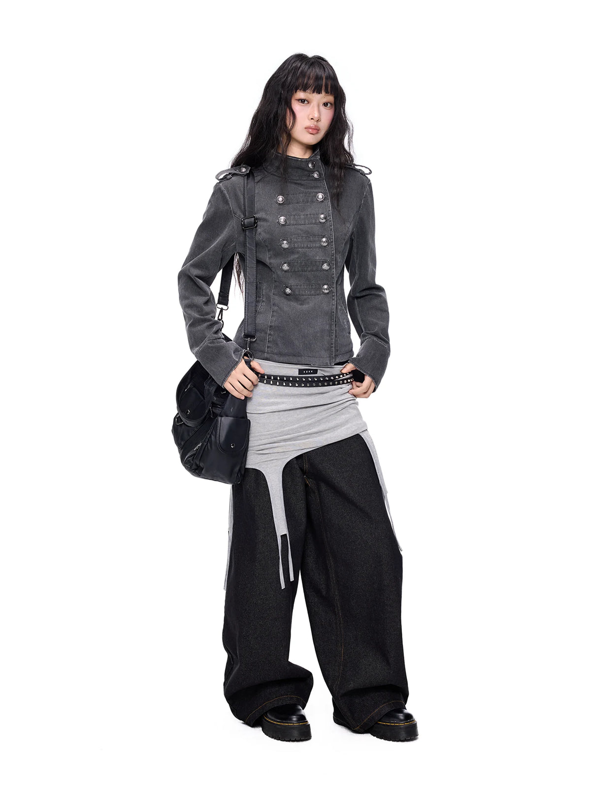 Double-Button Fitted Denim Jacket product view 1