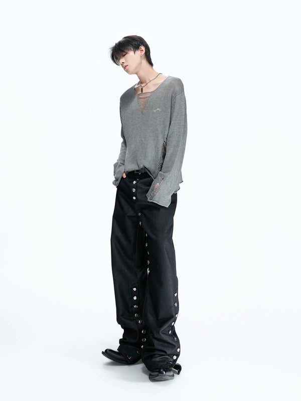 Distressed Deep-V Knit Top product view 4