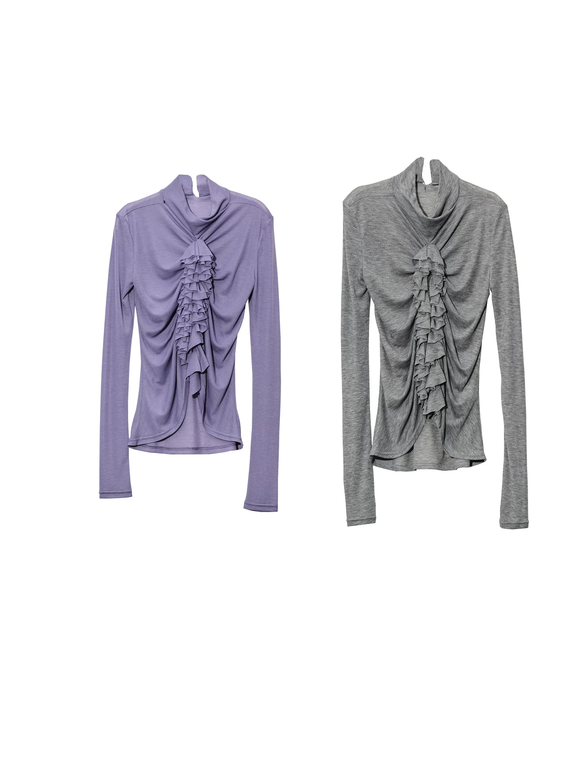 Ruched Ruffle-Trim Long-Sleeve Top product view 5