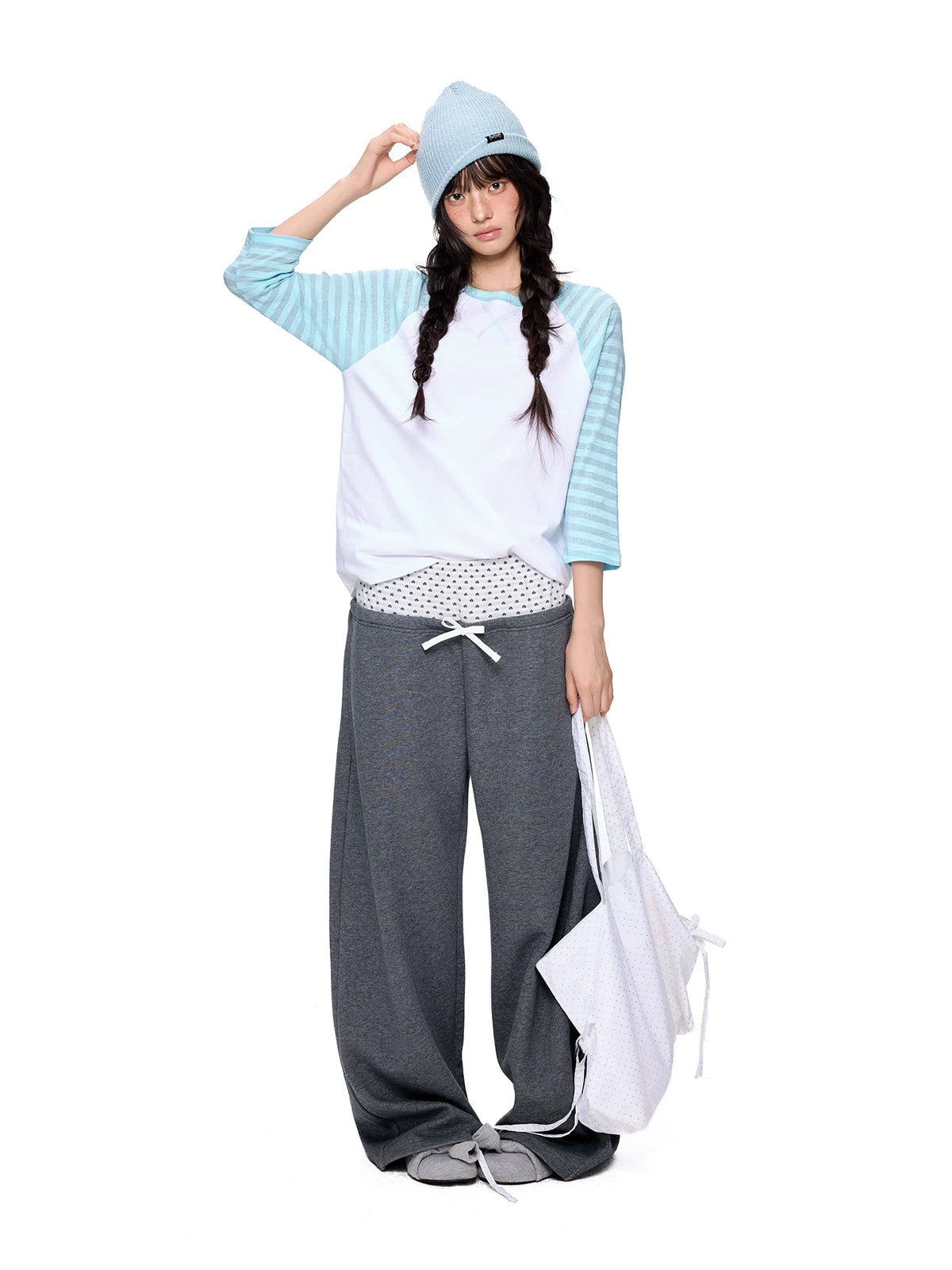 Contrast Raglan Three-Quarter Sleeve Tee product view 1