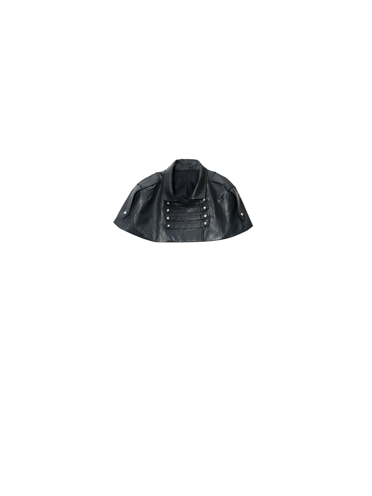 Cropped Military-Button Faux-Leather Cape product view 5
