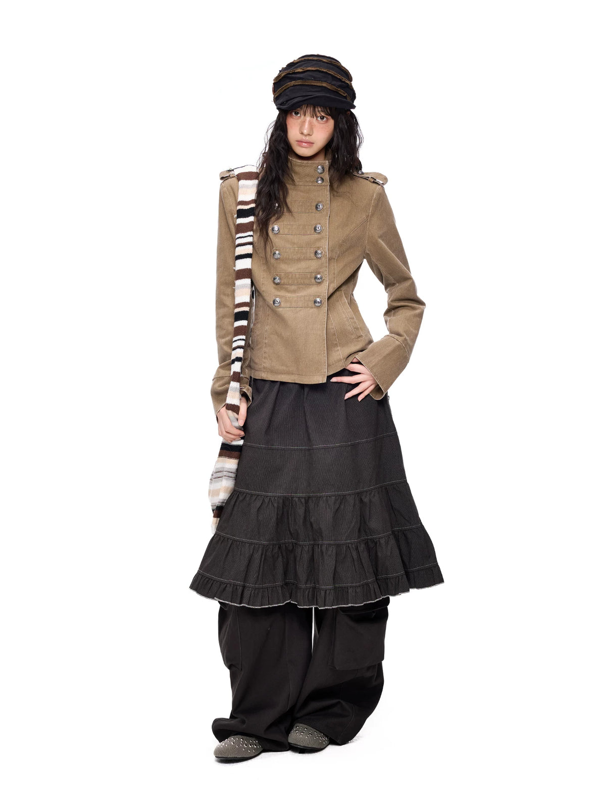 Double-Button Fitted Denim Jacket product view 2