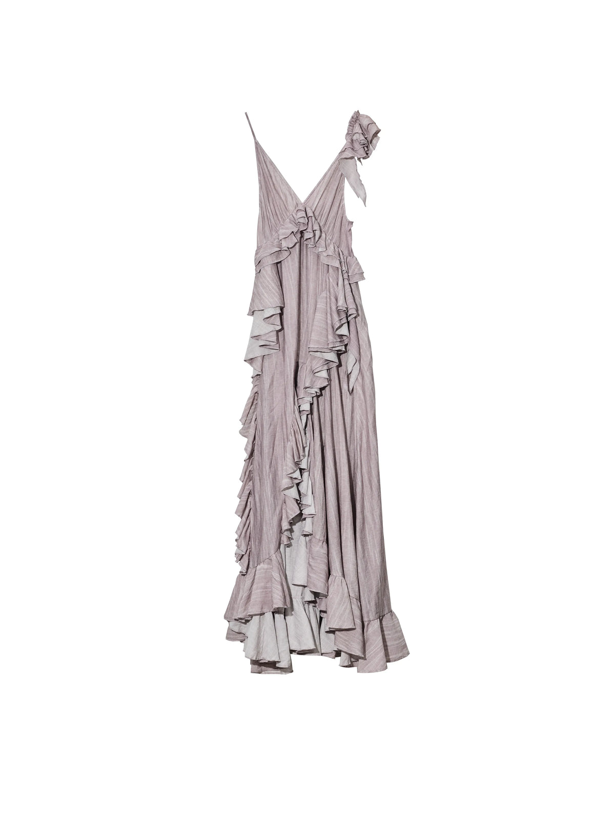 Dusty-Pink Asymmetric Ruffle Maxi Dress product view 5