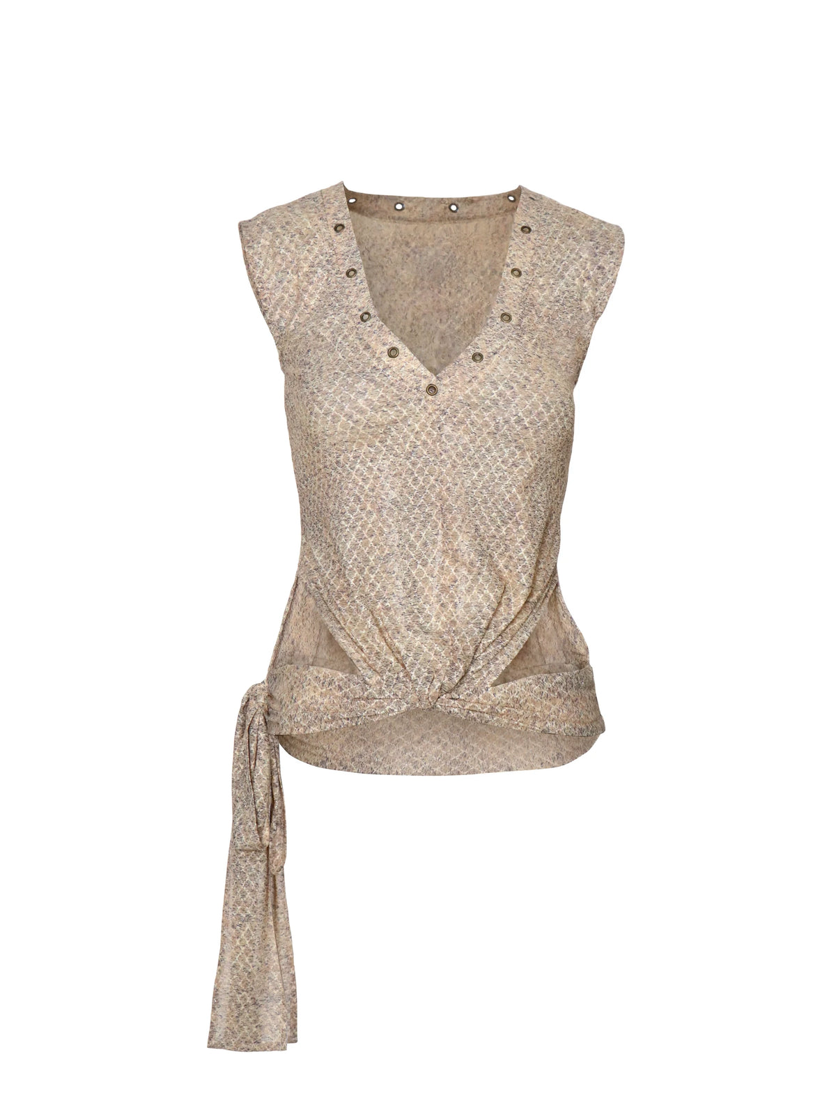 Shimmer-Check Tie-Front Mesh Tank product view 2