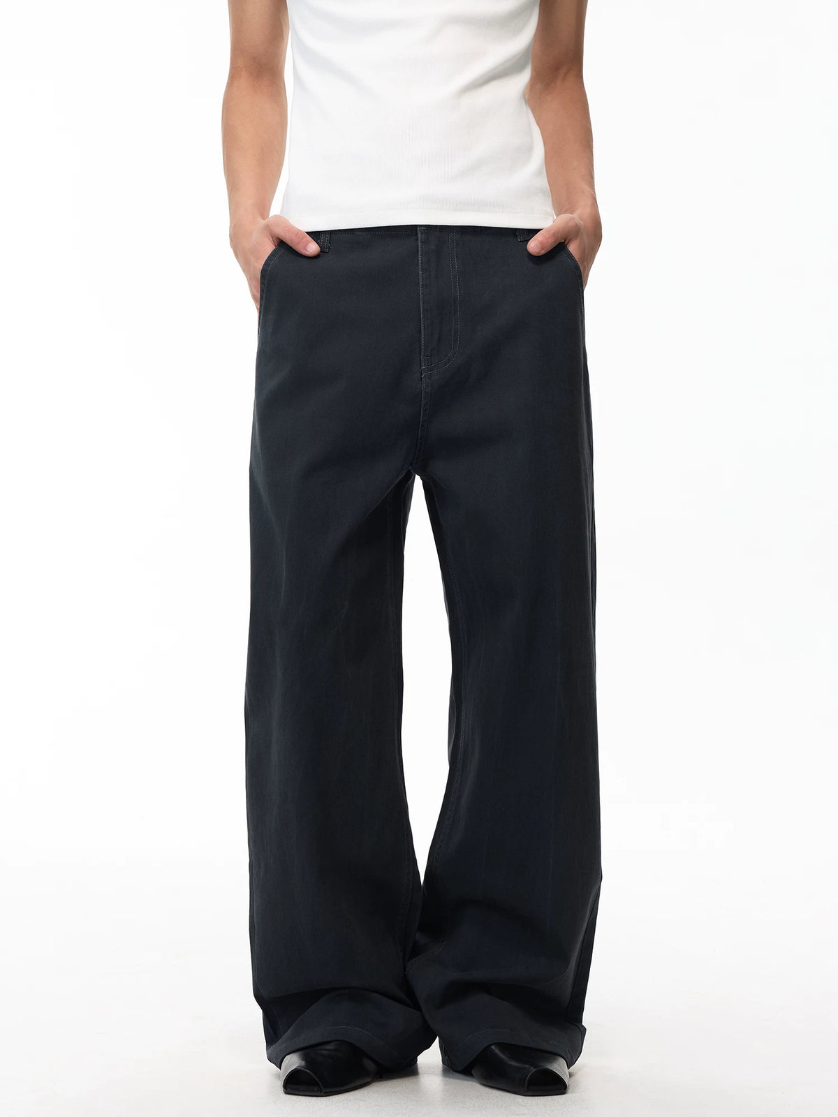 Curved-Seam Wide-Leg Cotton Trousers product view 4