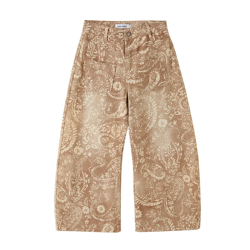 Brown Paisley Wide-Leg Jeans product view 5