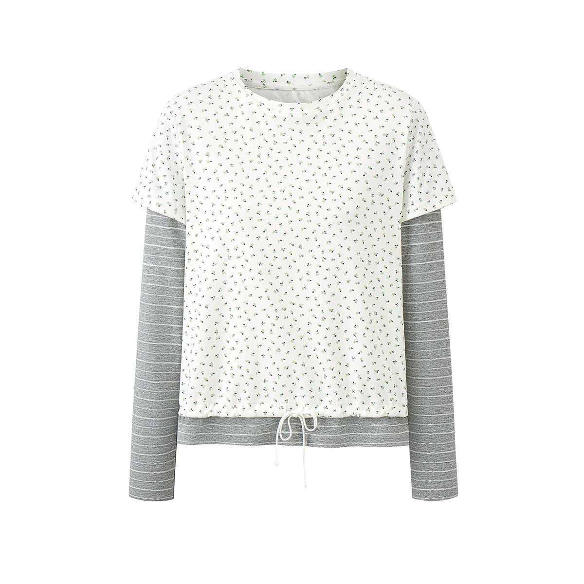 Floral-Stripe Layered Long-Sleeve Tee product view 3