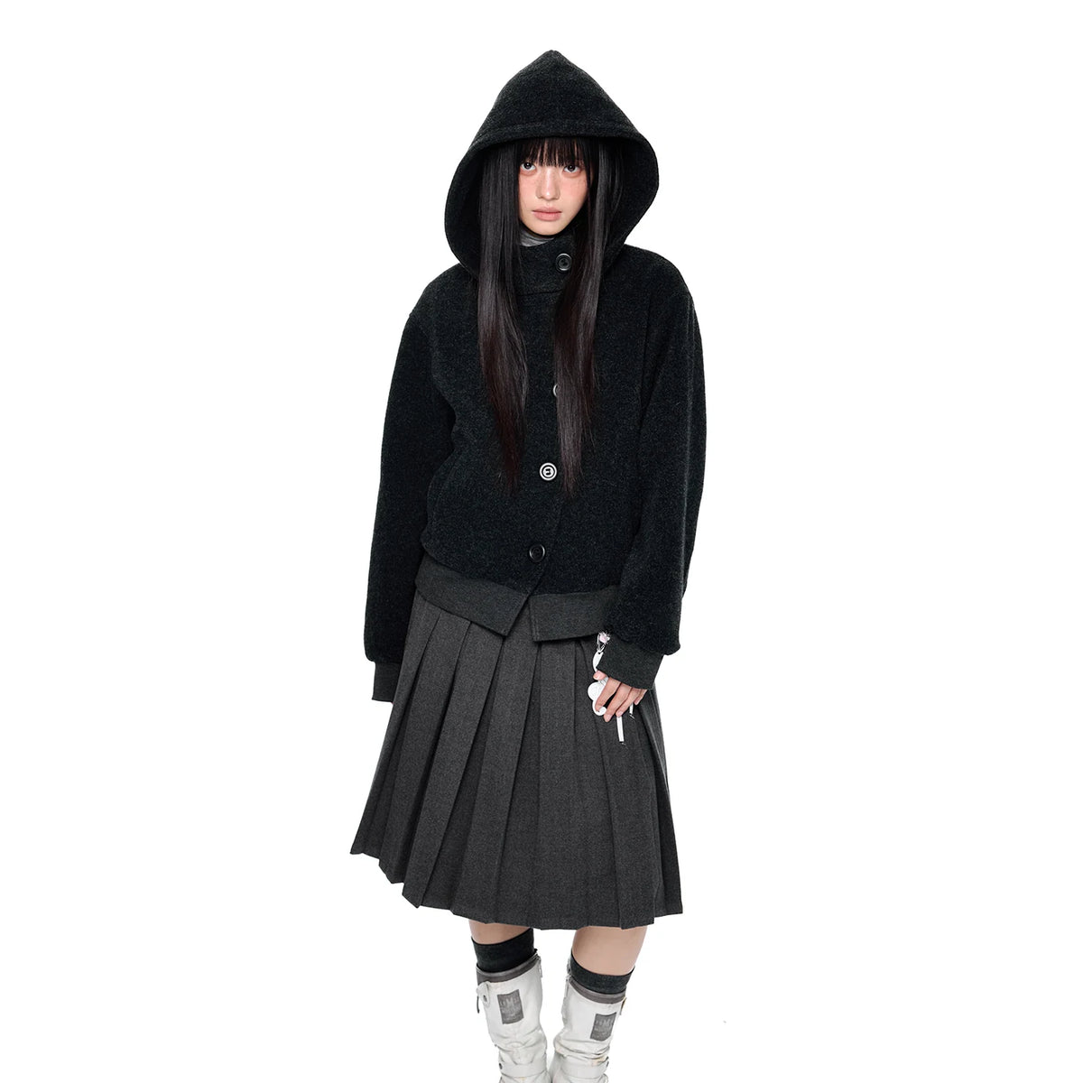 Button-Front Hooded Jacket product view 1